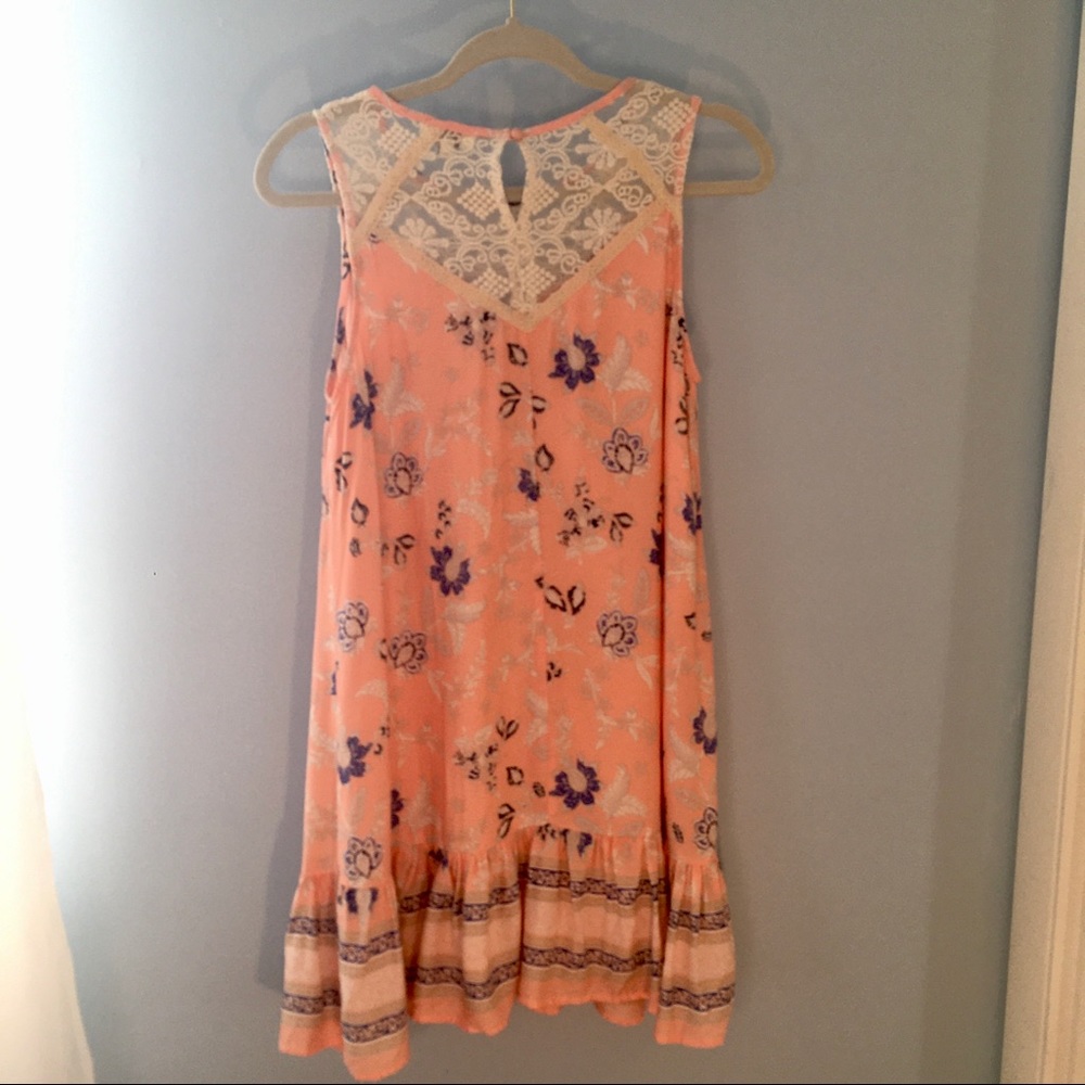 Hayden LA peach floral babydoll sun dress ruffles